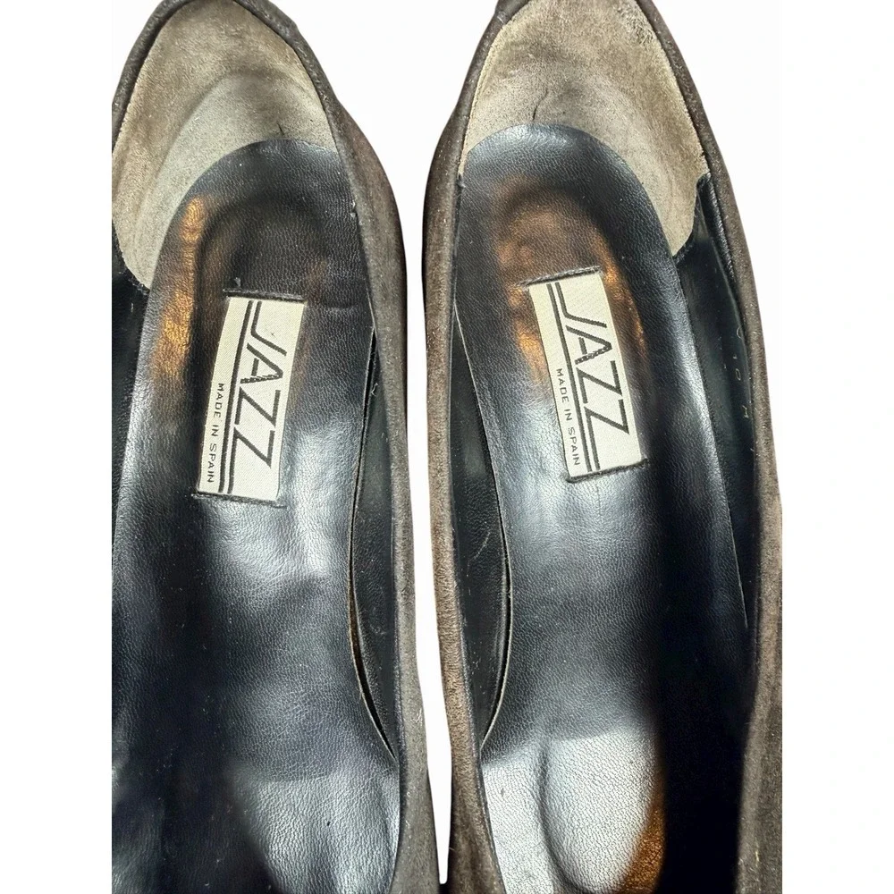 Vintage 90s Suede Kitten Heels JAZZ Made in Spain Brown Pointed Toe Pumps 10‎ M